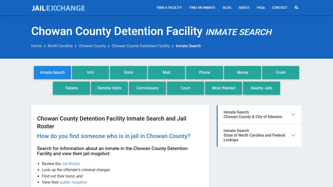 Chowan County Detention Facility Inmate Search - Jail Exchange